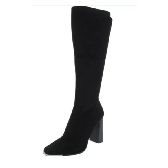 NEW STEVE MADDEN FEDORA BLACK WOMENS SQUARE TOE BLOCK HEEL KNEE-HIGH BOOTS - Picture 1 of 4